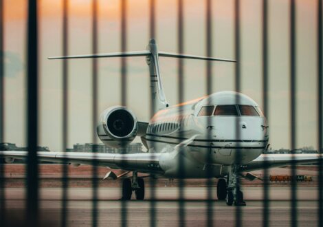 Private jet luggage transported on a long-distance private flight