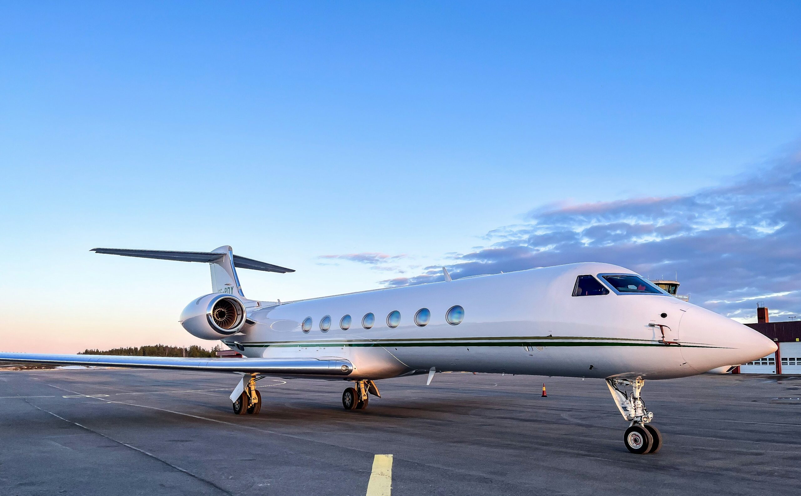 Modern private jet showcasing advanced private jet safety standards before takeoff.