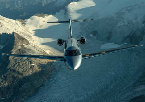 Pilatus PC-24 aircraft flying during a private charter flight